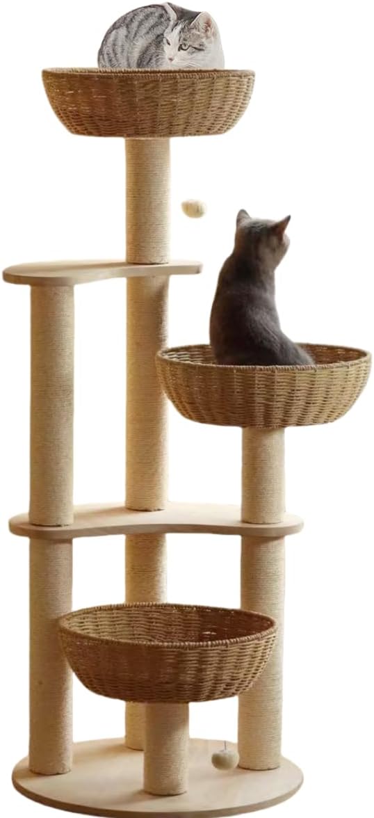Modern Wood Cat Tree for Large Cats - Large-Oiled1