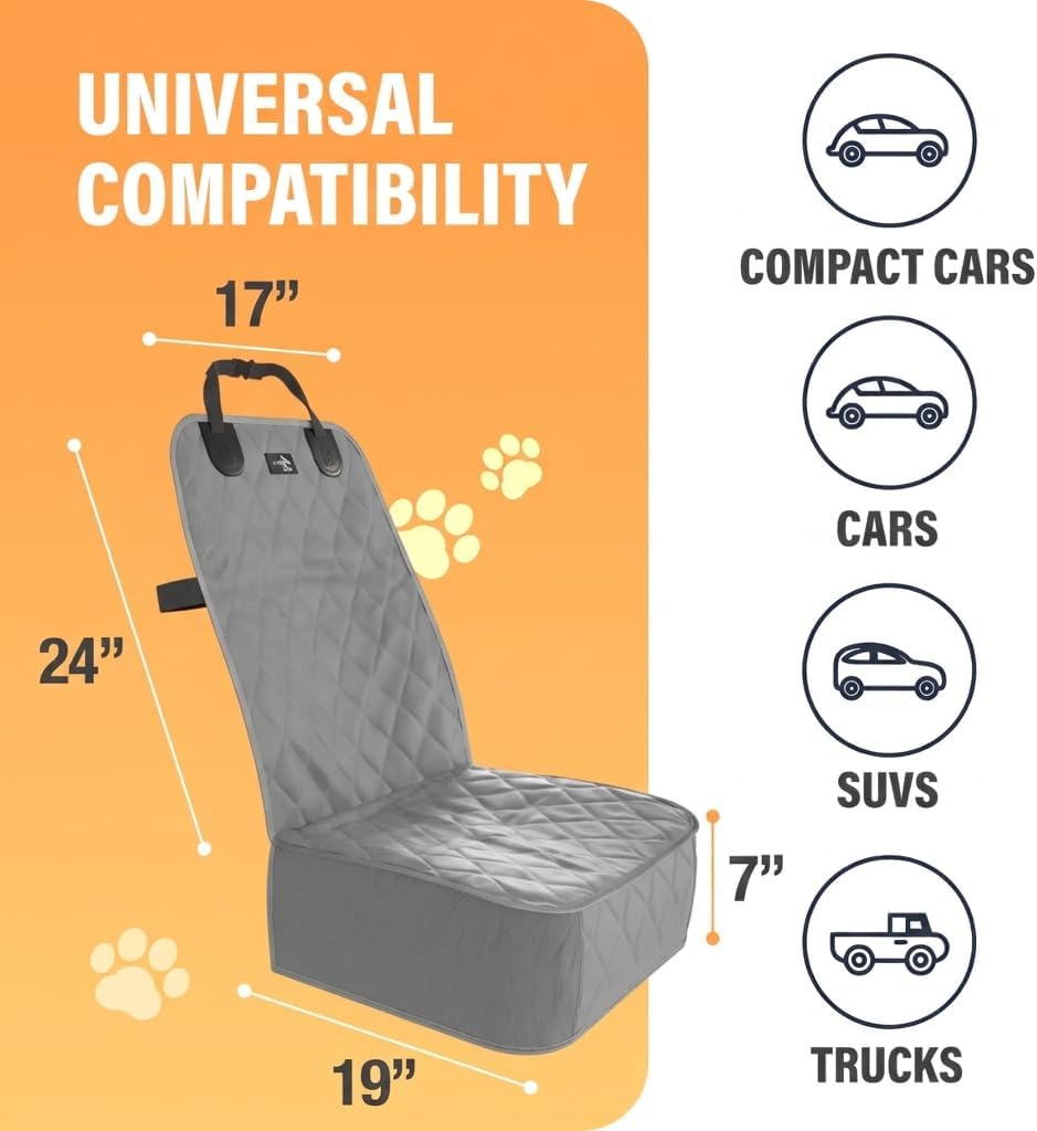 Dog Car Seat Cover, Waterproof Front Seat Protector for SUV Truck Sedan, Pet Safety Travel Comfort - Grey - image 2