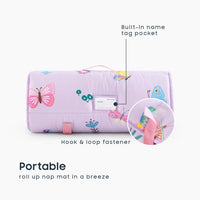 Wake In Cloud purple butterfly toddler nap mat with attached blanket and pillow - view 7
