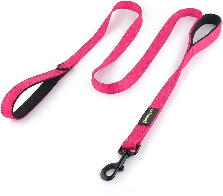 Plutus Pet Double Handle Dog Leash, for Medium Large Dogs - 6 FT / Pink