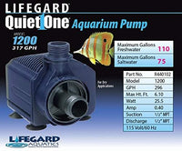 Quiet One Lifegard Aquarium Pump, 317-Gallon Per Hour