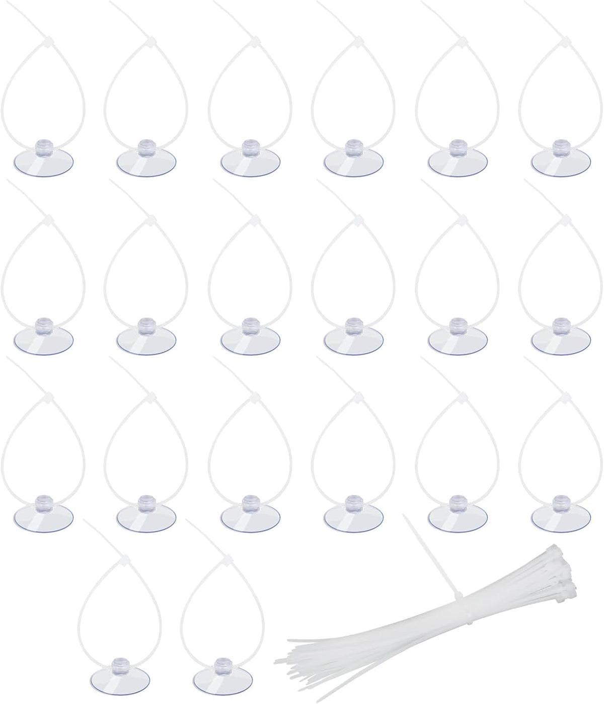 AQUANEAT 20 Pack Suction Cups with 40 Zip Ties for Aquarium Fish Tank