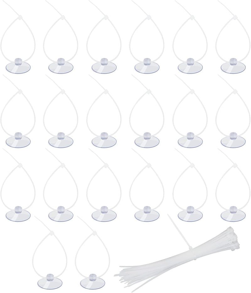 AQUANEAT 20 Pack Suction Cups with 40 Zip Ties for Aquarium Fish Tank