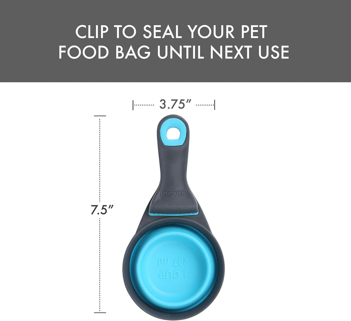 Dexas Popware for Pets Collapsible Klip Scoop - 1 Cup Capacity / Blue - image 2