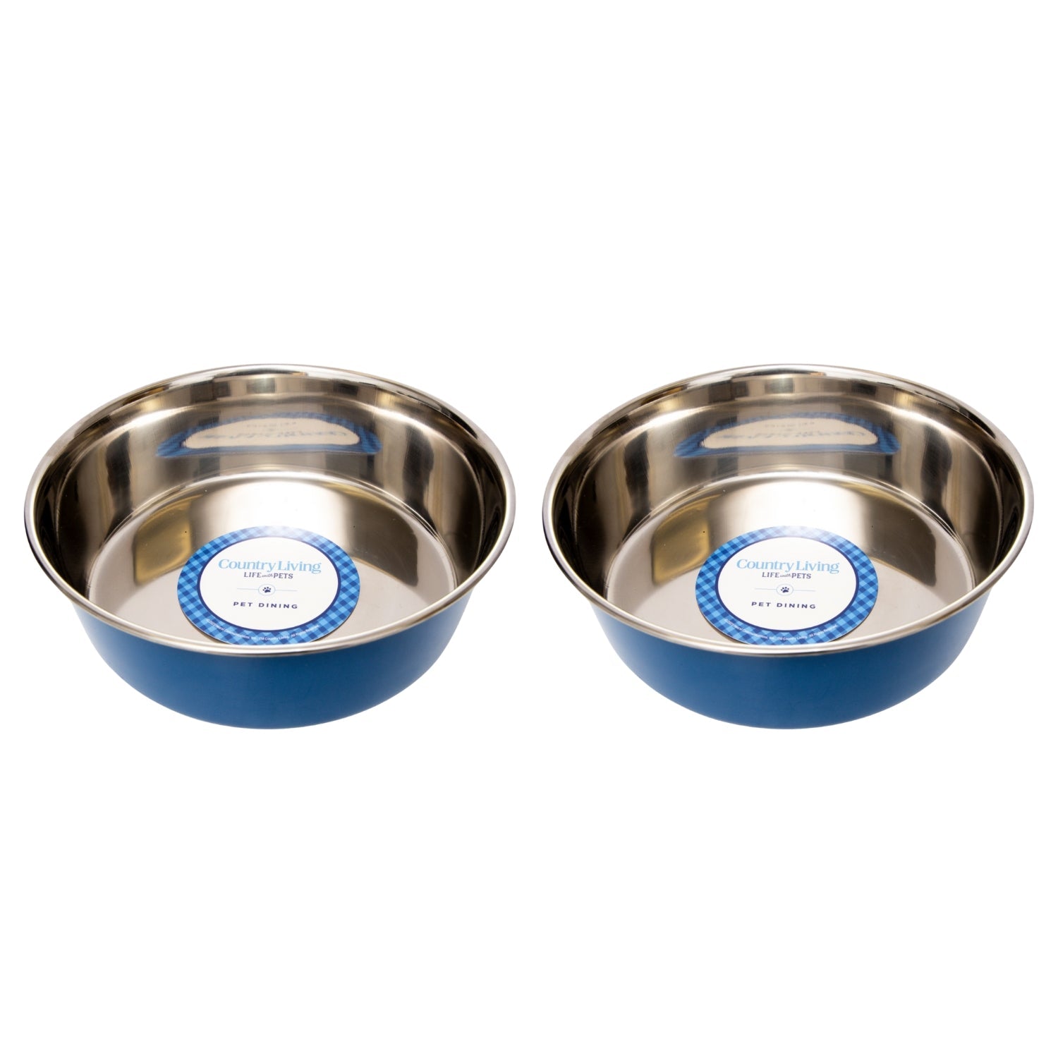 Country Living Set of 2 Heavy Gauge Stainless Steel Dog Bowls - Perfect for Food & Water - BIG FRENCHIES