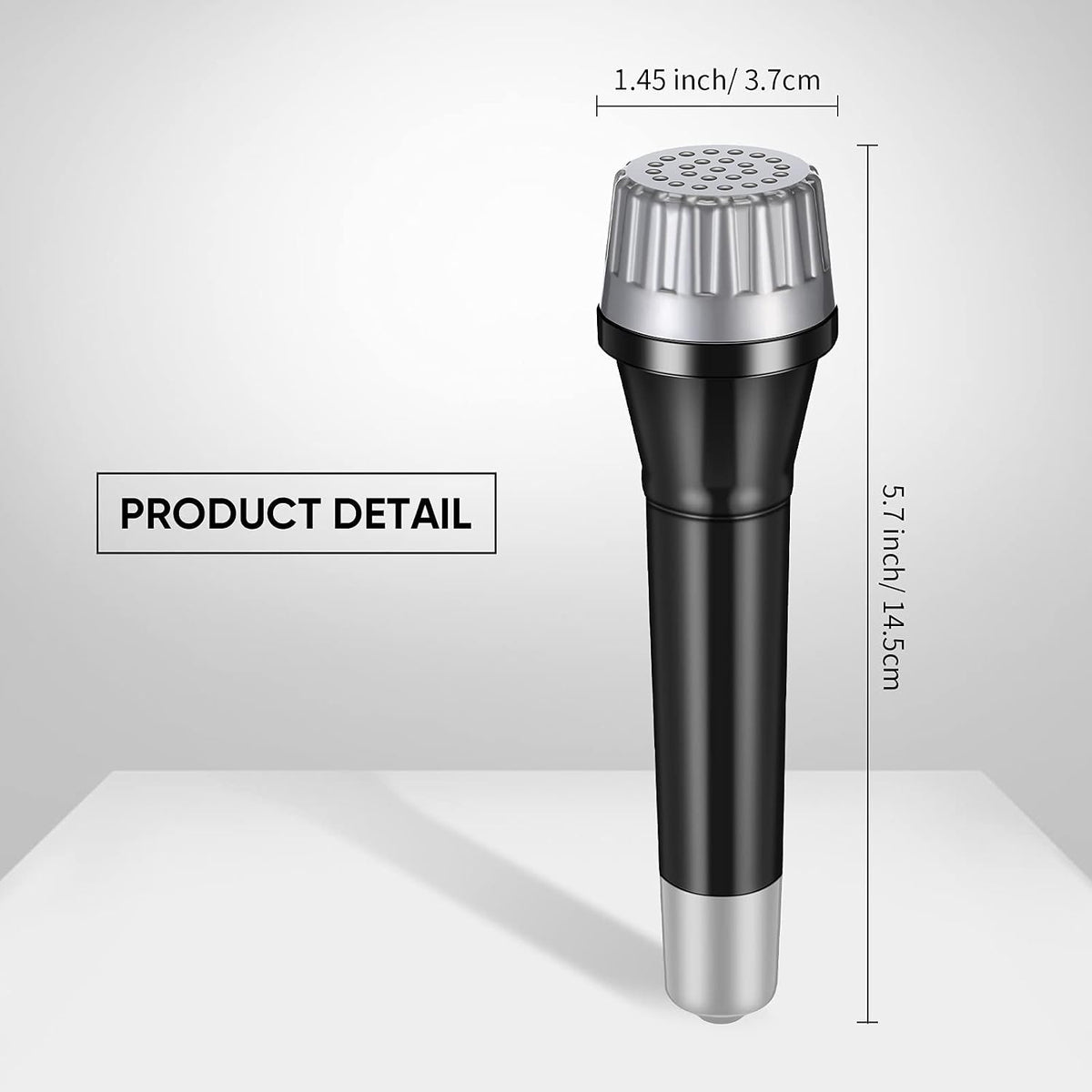 Jerify 6 pack of black plastic toy microphone props with silver tops for kids - view 2