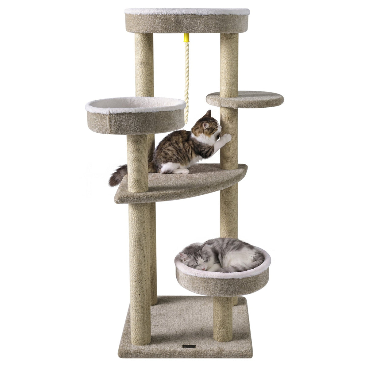 51"Carpeted Cat Tree with Comfy Plush Perches for Indoor Cats