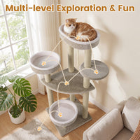 51"Carpeted Cat Tree with Comfy Plush Perches for Indoor Cats