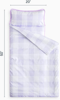 Wake In Cloud toddler nap mat in gingham plaid with built-in blanket and pillow - view 7