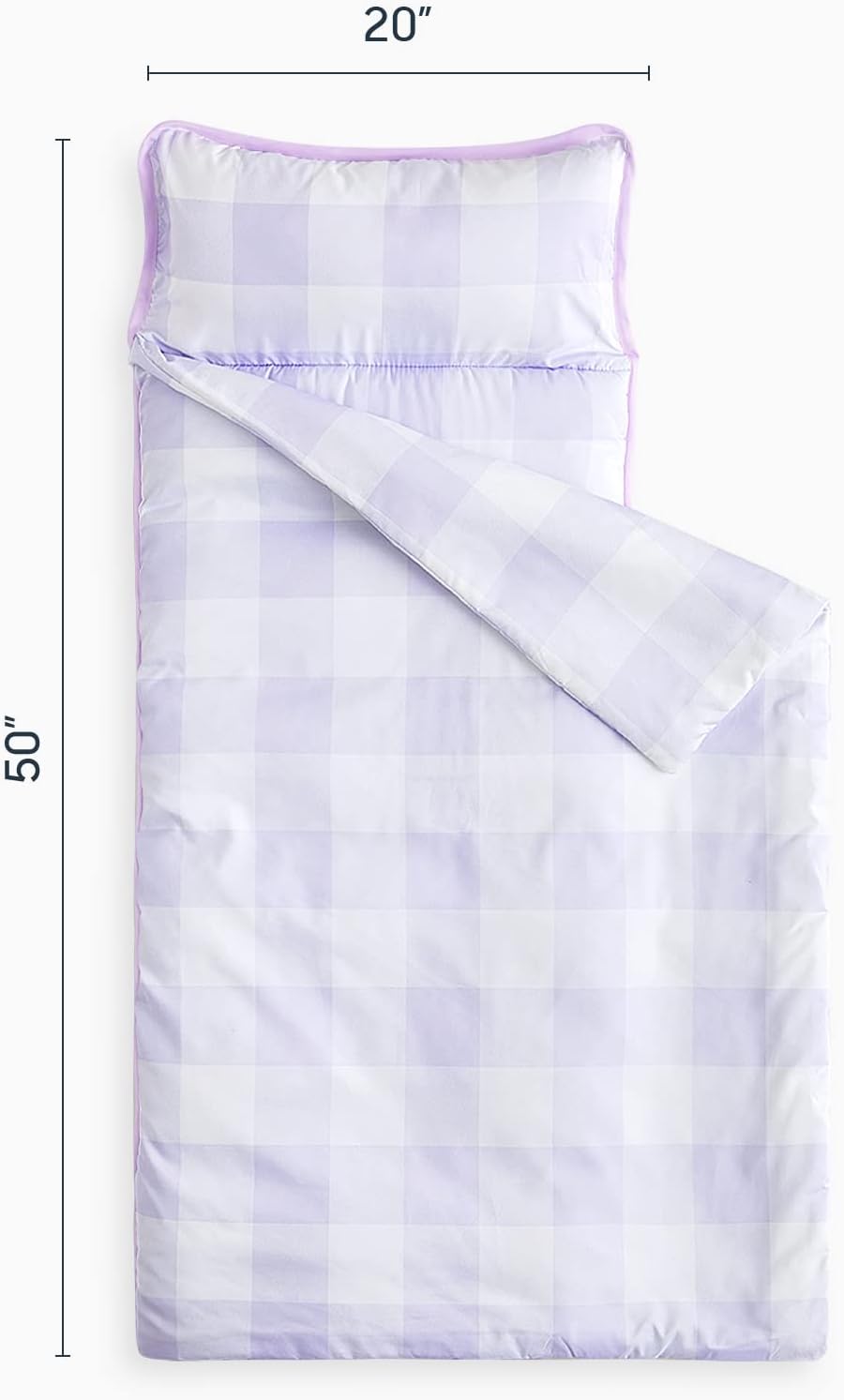 Wake In Cloud toddler nap mat in gingham plaid with built-in blanket and pillow - view 7