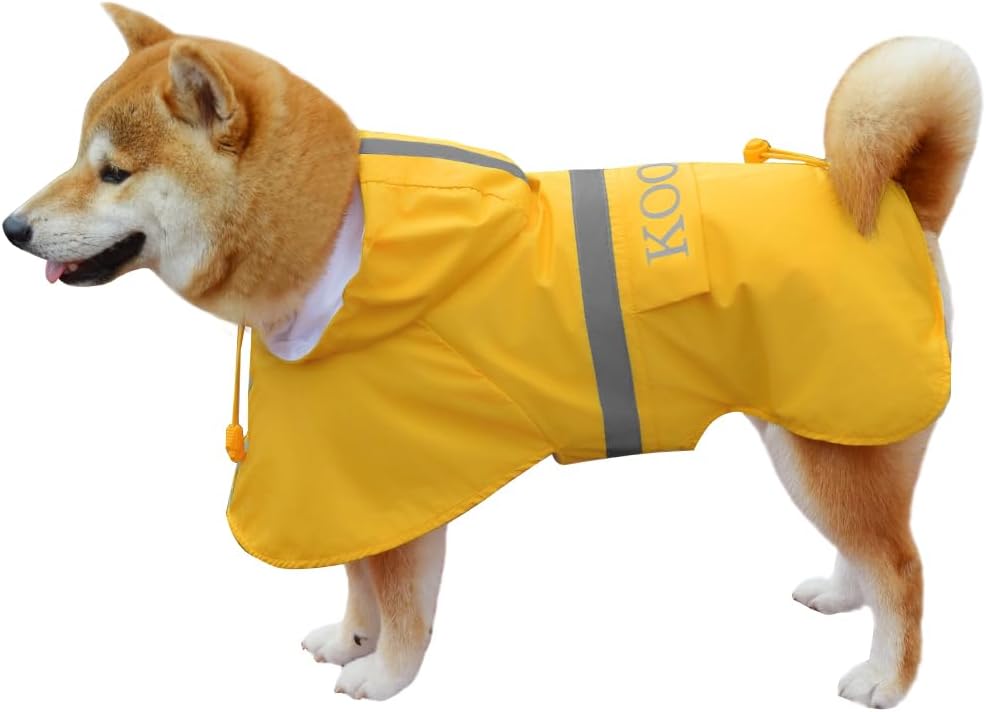 Dog Raincoat Waterproof Hooded, Medium Dogs - Yellow / 2XL-Fit for 20 to 33 pounds