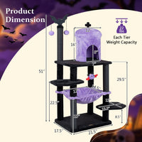 51" Gothic Multi-Level Cat Tree with Spider Toy & Hammock