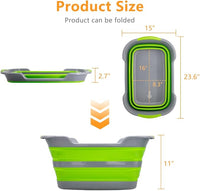 Multipurpose Collapsible Pet Bathtub with Drainage Hole for Puppy Small Dogs Cats, Portable Laundry Basket-Foldable Bathing Tub-Storage Organizer, 7.1 Gal/27L (Green,1)