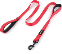 Plutus Pet Double Handle Dog Leash, for Medium Large Dogs - 6 FT / Red