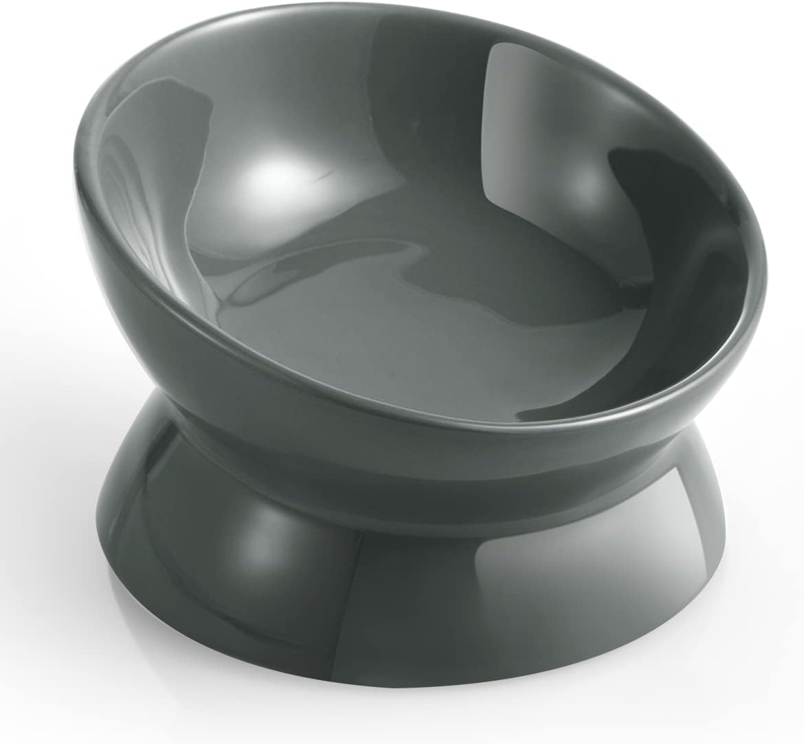 Elevated Cat Food Bowl, 5 Oz Ceramic Raised and Tilted Water Bowl, Anti Vomiting and Protect Pets' - Gray / 5 OZ - 1 Pack