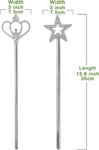 Liatunou silver princess fairy wands, one star wand and one crown wand, 2 pack - view 4