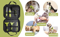 6 PCS Dog and Cat Grooming Kit, Versatile Tools Including Shedding Brush, Nail Clipper with Nail File, Slicker Brush, Dematting Comb