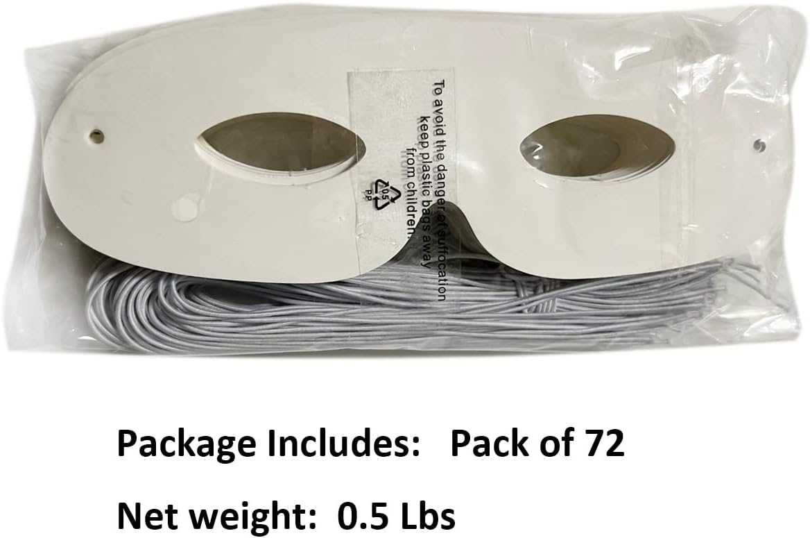 Lependor 72 white paper eye masks, blank masquerade masks with elastic ropes - view 6
