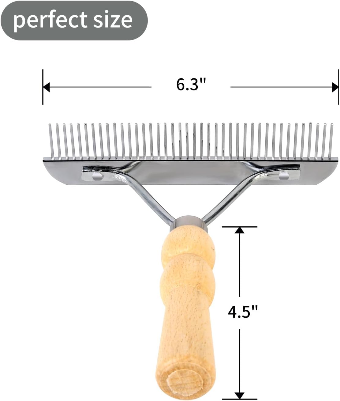 Undercoat Grooming Rake with Anti-Slip Wooden Handle - image 2