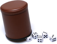 5 Pack PU Leather Dice Cups Felt Lining Quiet Shaker with 30 Dot Dice - Brown - image 2