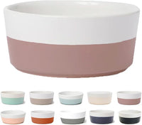 Waggo Dipper Ceramic Dog Bowl for Small and Large Breeds - Heavyweight and Durable Pet Food and Water Dish Crock, Dishwasher Safe, Modern (Mauve, Small)