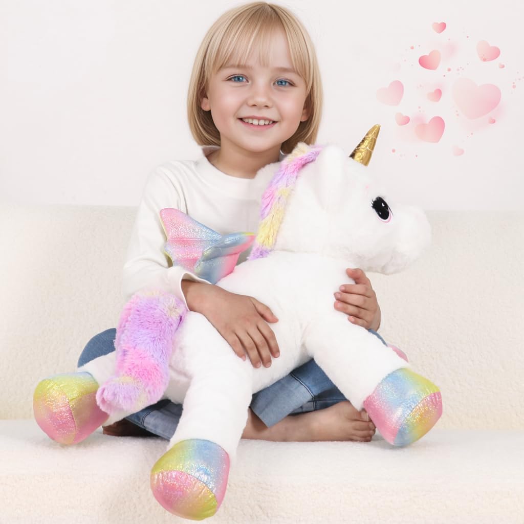 FFxiong 44 Inch Giant Unicorn Stuffed Animal Pillow - White / 24 Inch - image 4