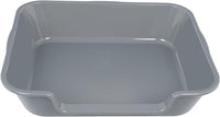 2 Pack of Extra Large Cat Litter Box (ABS Material), Low Entry Senior Litter Pen for Geriatric Kitty Big Cats, Jumbo Pet Safe Litter Boxes Tray for Indoor Pets Potty (Gray, 24" L x 20" W)