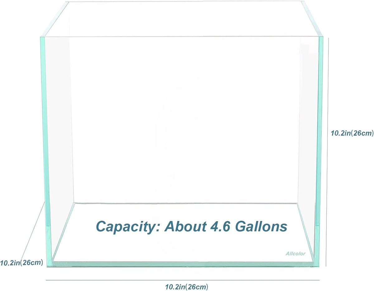Low Iron Glass Ultra Clear Rimless Aquarium Tank - 4.6Gal 10.2"L×10.2"W×10.2"H - image 3