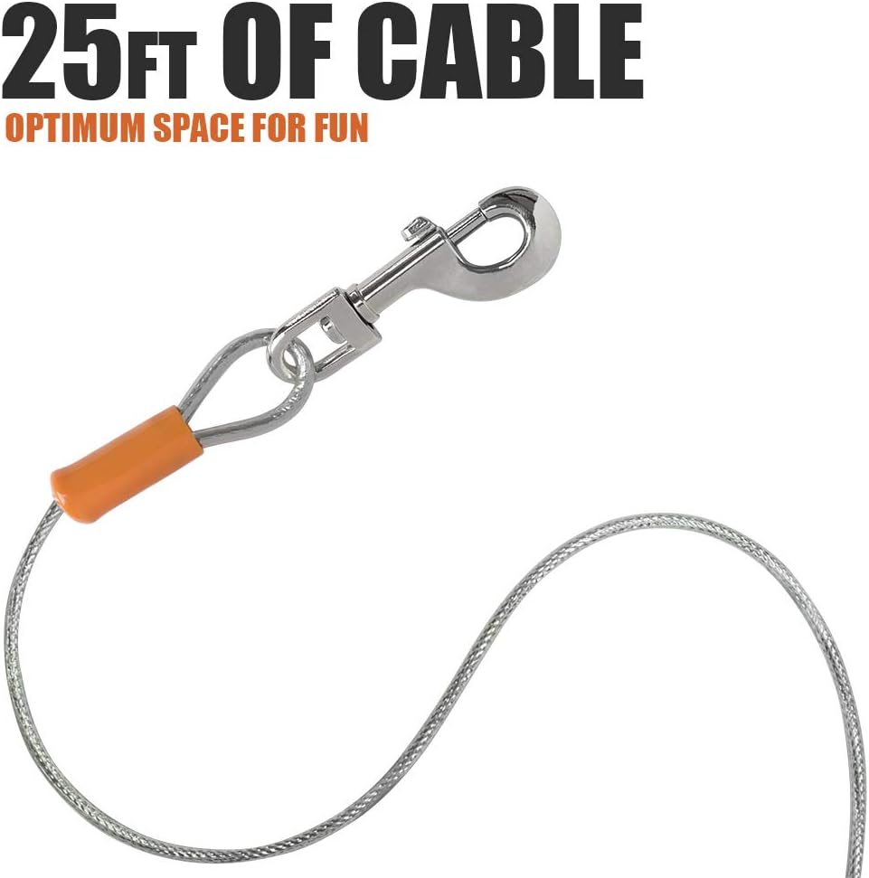BV Dog Tie Out Cable 30 Feet - 90lbs/ 25ft/ Silver / Pair - image 3