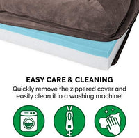 Furhaven Cooling Gel Dog Bed for Large Dogs w/ Removable Bolsters & Washable Cover, For Dogs Up to 95 lbs - Faux Fur & Velvet Sofa - Driftwood Brown, Jumbo/XL
