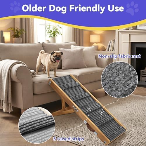 Pawaboo 2026 Upgraded Small Dog Ramp for Couch Foldable - D-walnut / 80×30cm-for couch - image 4