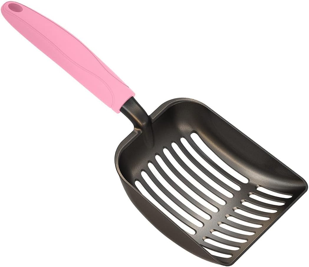 Cat Litter Scoop, Non-Stick Plated Aluminum Alloy Sifter - Medium / #10 Pink