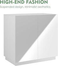 Large/Tall Litter Box Enclosure, Modern Wooden Litter Box Furniture for XL Litterbox with Hidden Storage as Sideboard Cabinet (White)