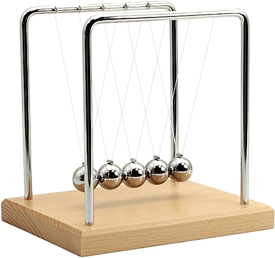QLKUNLA Newtons Cradle Balance Balls Science Physics Gadget Desktop - Beech,5 Balls