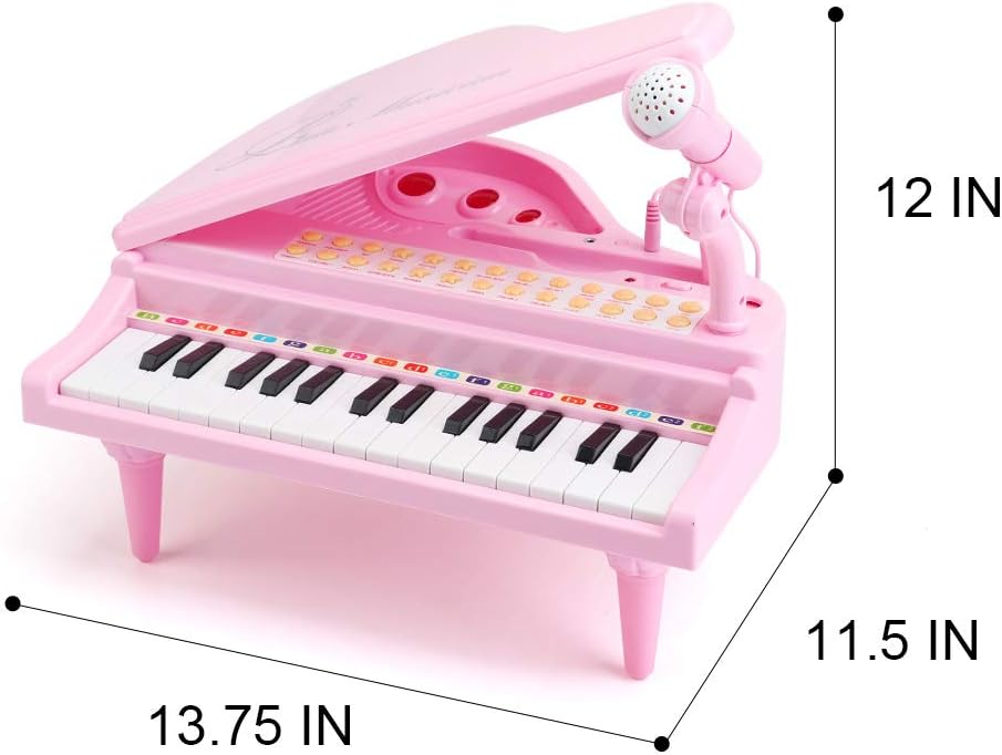 Amy&Benton pink 37-key kids piano keyboard with stand, microphone and stool - view 4