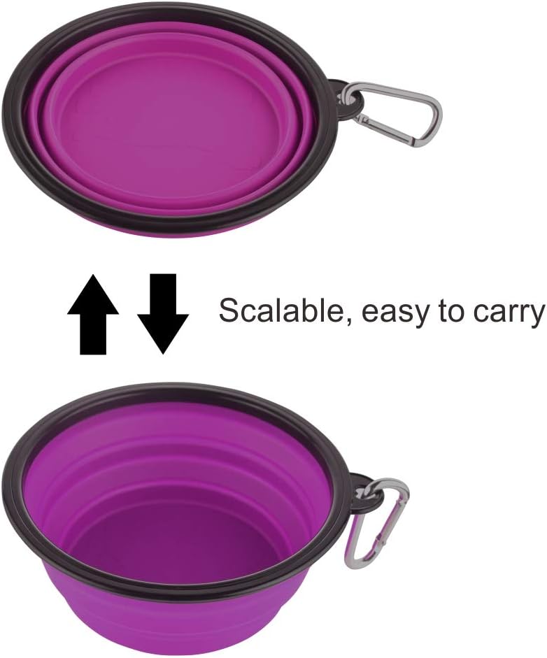 Large Collapsible Dog Bowls - Large,34oz / 34oz-Blue&Purple - image 4