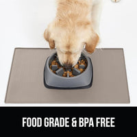 GORILLA GRIP 100% Waterproof Raised Edge BPA Free Silicone Pet Feeding Mat, Dog Cat Food Mats Contain Spills Protects Floors, Placemats for Cats and Dogs Water Bowl, Pets Accessories 28x18 Beige