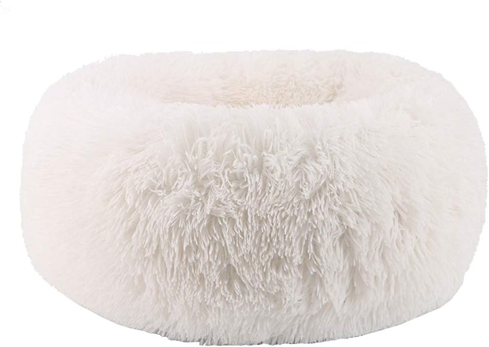 Cat Bed for Indoor Cats, Mini Plush Self Warming Kitten Bed - Medium 24'' / White - image 2