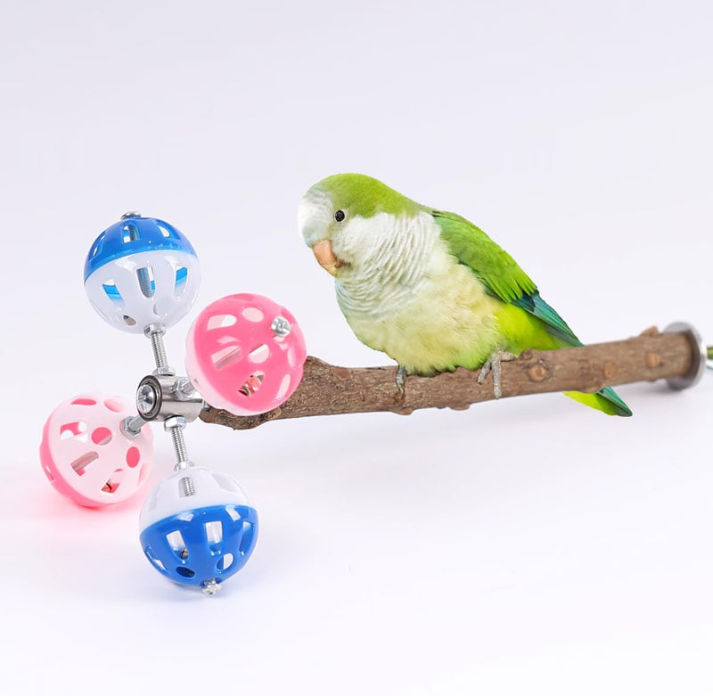 Bird Stand Perch Toy with Rotating Balls - Natural / Natural pepper wood