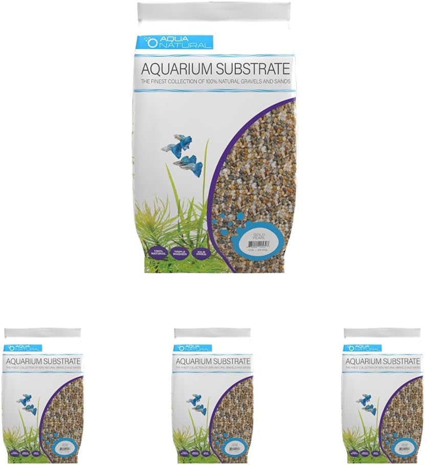 Aqua Natural Aquarium Substrate, Gold Pearl Gravel - 10lb (Pack of 4)