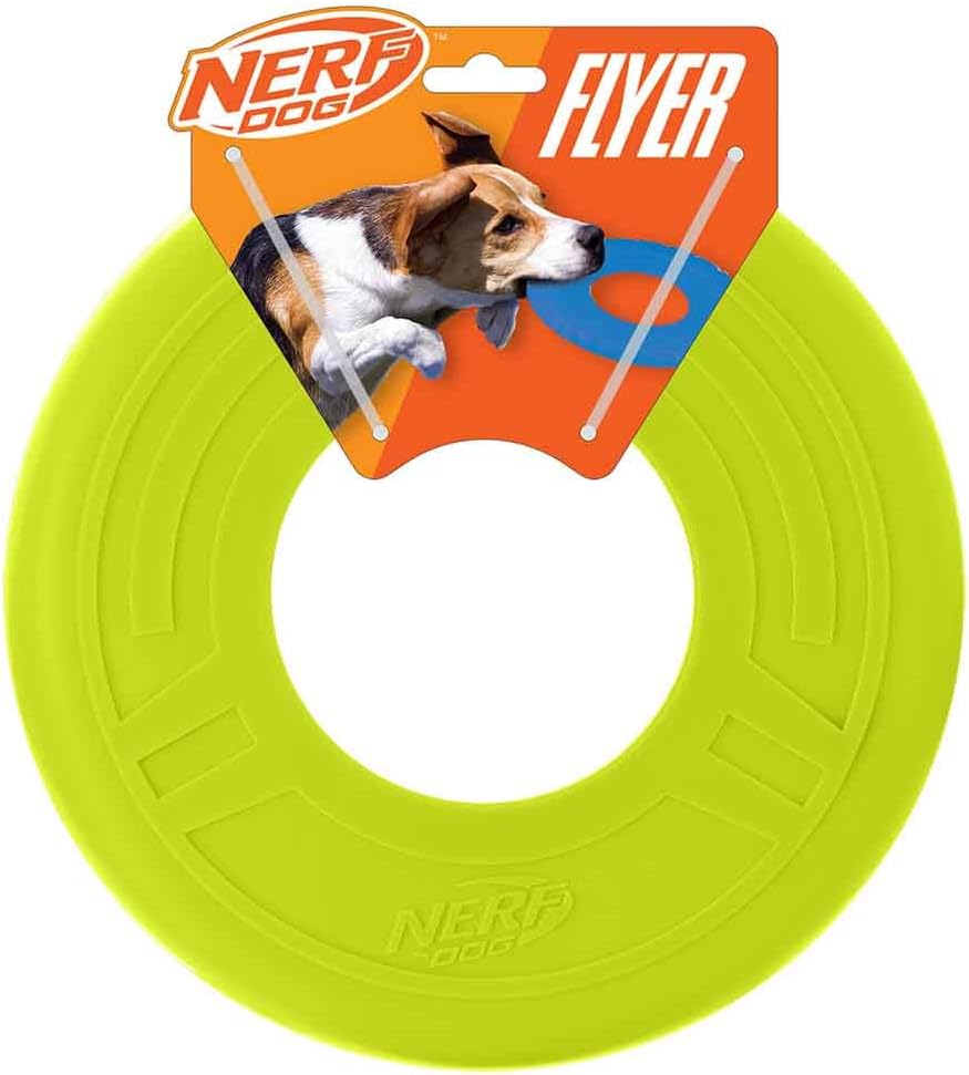 Nerf Dog Tire Flyer Dog Toy Gift Set - Green / 10 Inch