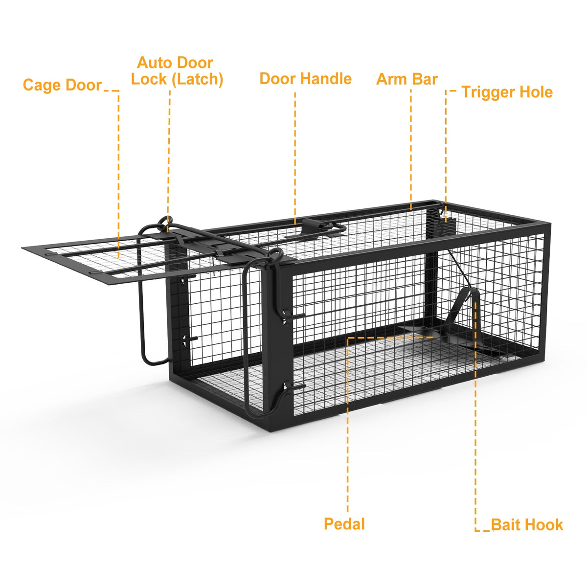 2 Pack Rat Trap Cage Humane Live Rodent Trap Cage Galvanized Iron Mice Mouse Control Bait Catch With Detachable U Shaped