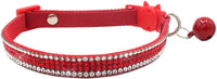 THAIN Basic Adjustable Cat Collar Bling Diamond Breakaway with Bell - Red