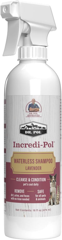 Dr. Pol waterless no-rinse dog shampoo in lavender, 16 oz bottle