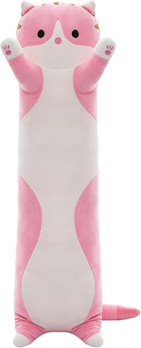 Cute Long Cat Plush Body Pillow, Soft Stuffed Animals 19.7 Inch – Fun for Kids & Family - Pink / 59 inches