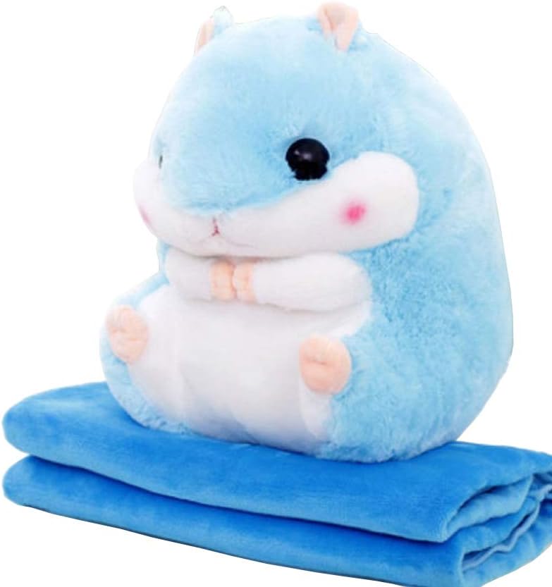 YunNasi Plush Hamster Stuffed Animal Toys Hamster Throw Pillow - Blue
