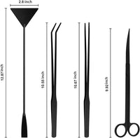Tifanso Aquarium Aquascape Tools Kit - 4 in 1 Terrarium Decor Supplies with Long Tweezers Feeding Tongs, Aquarium Scissors, Algae Scraper, Live Fish Plants Tank Accessories Cleaning Trimming Kit