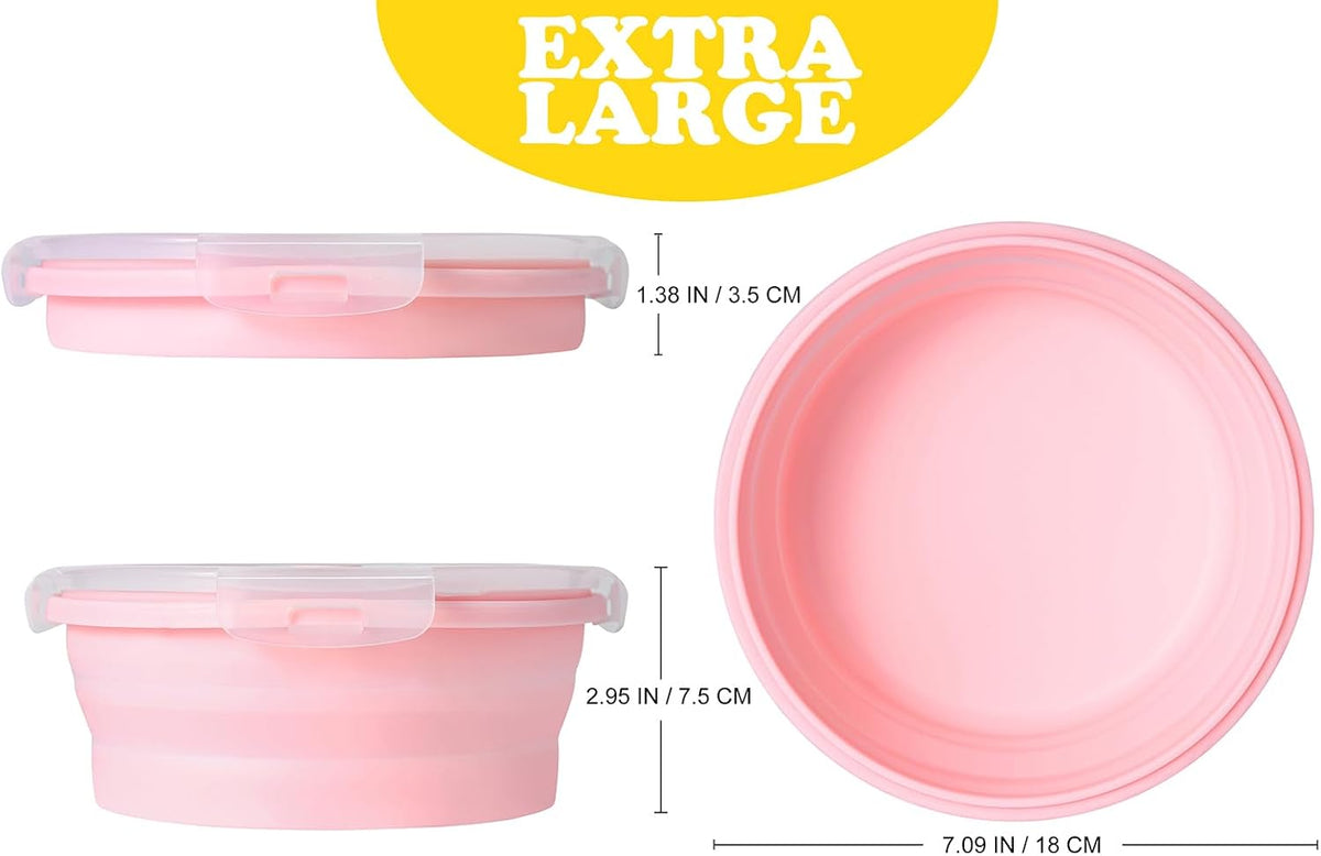 Joyinjojo Collapsible Dog Bowls with Lids - Extra Large / Pink - image 2