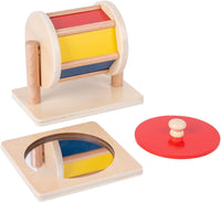 Adena Montessori Play Kit: Knob Puzzle, Drum & Ball, 6-12m – Fun for Kids & Family - Mirror Peekaboo Knob Puzzle & Spinning Drum