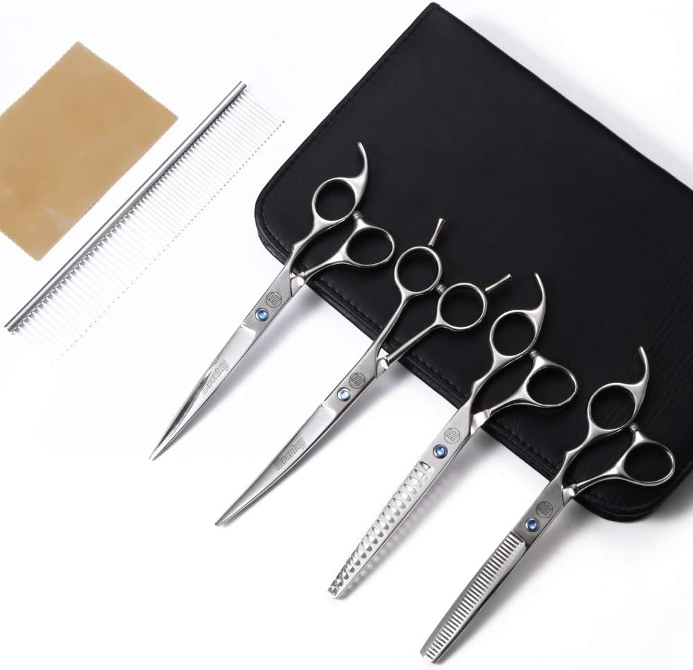Professional Dog Grooming Scissors Set - 7 Inch (Pack of 5) / Silver - image 3